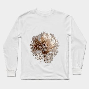 Golden Floral Elegance Artwork No. 936 Long Sleeve T-Shirt